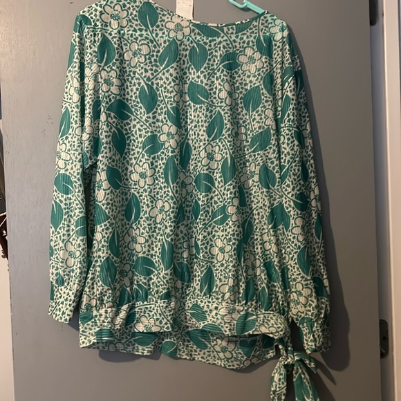 Ladies, sheer blouse, long sleeve with a photo on the side, the bottom - Picture 1 of 5